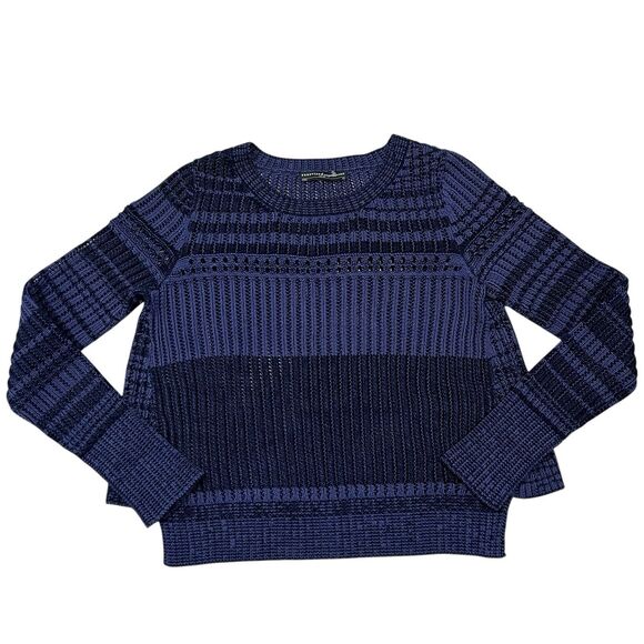 Peruvian Connection Pima Cotton Sweater Open Knit Cropped Long Sleeve Size XS - Picture 2 of 8